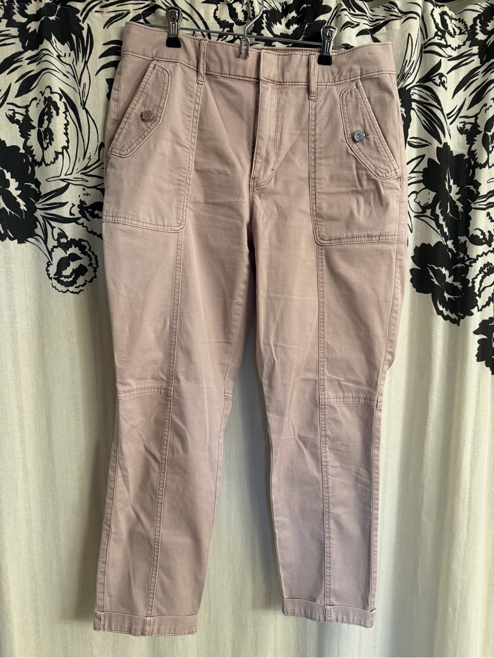 Women's Casual Utility Jeans in Mauve Pink